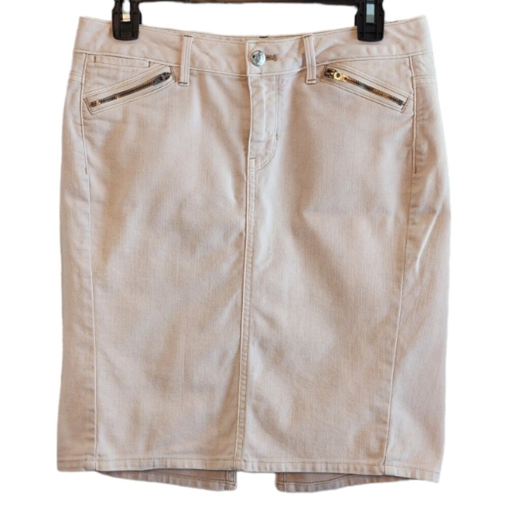 GAP Sz 0 Limited Edition Cream Beige Cotton Denim Twill Skirt Waist 24